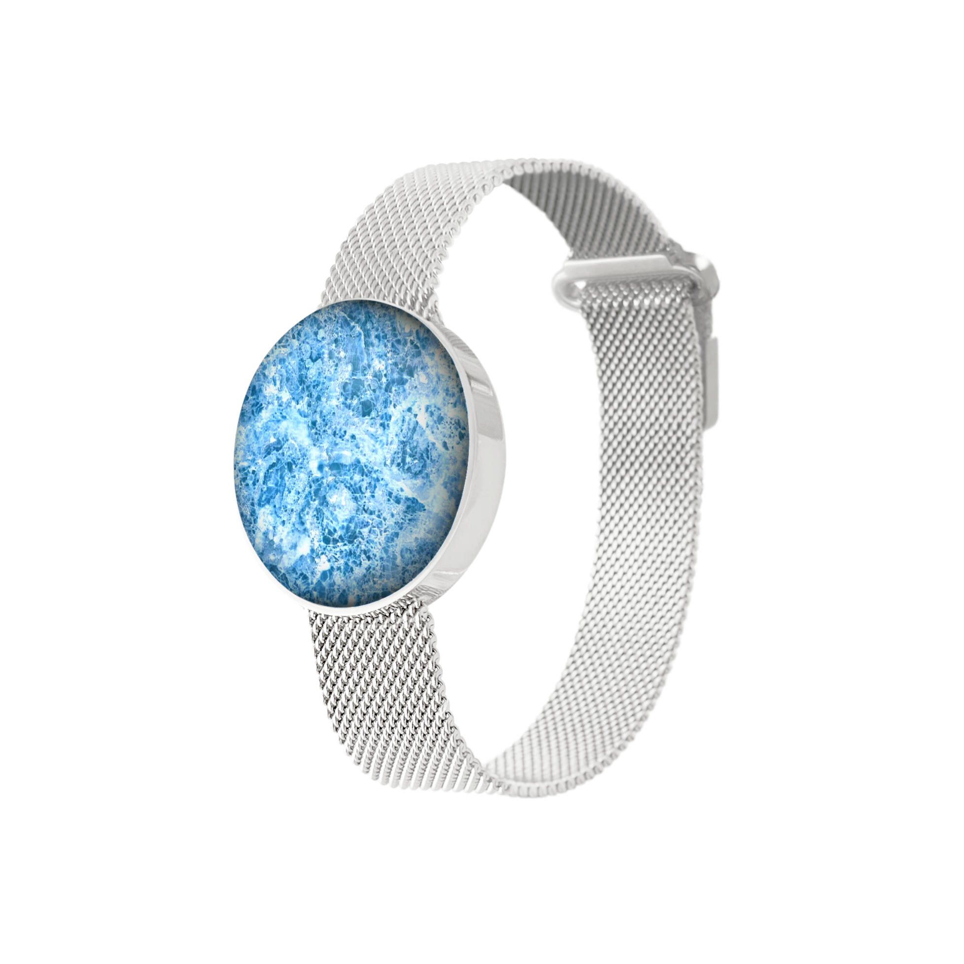 White Gold Mesh Magnetic Augmented Reality Bracelet