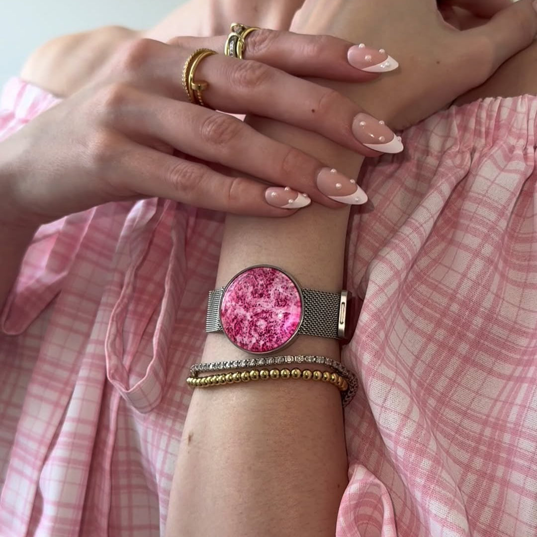 White Gold Mesh Magnetic Augmented Reality Bracelet